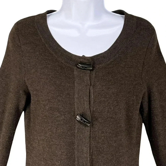 Ellen Tracy Women M Merino Wool Blend Cardigan Dress Toggle Buttons Pockets - Picture 6 of 16